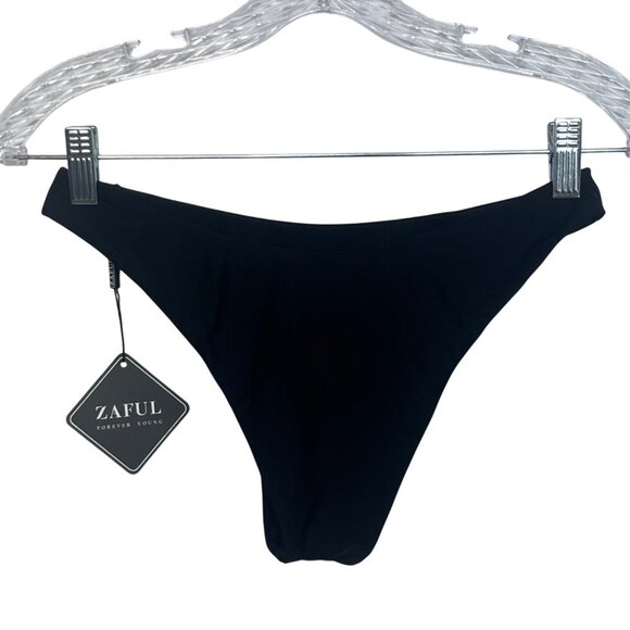 Zafu Womens Swim Suit Bikini Bottoms Cheeky Black Size 4 New - Picture 2 of 6